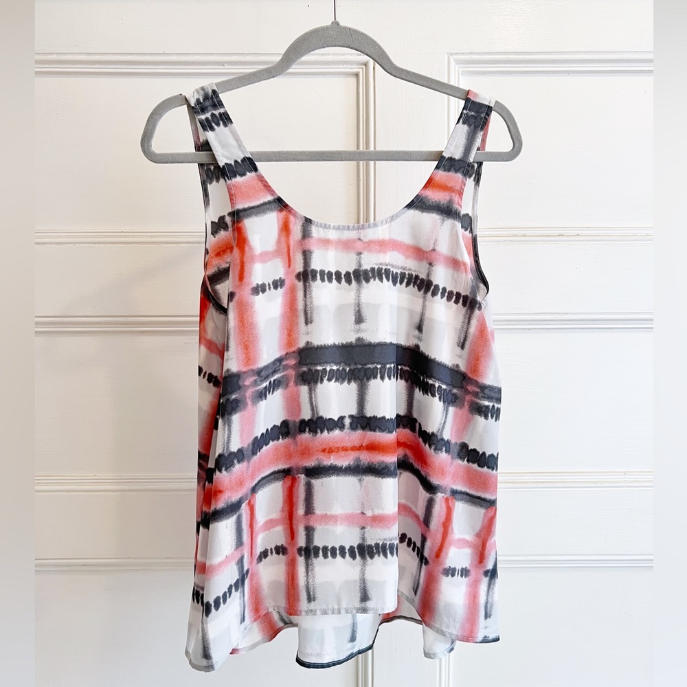 JACK Sleeveless Pink and Blue Watercolor Shell Tank